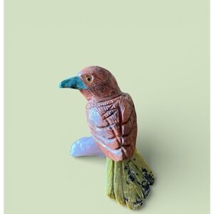 Peruvian Peru Wren Bird Stone Rock Figurine Hand Carved Mineral Art Statue